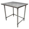 Bk Resources Work Table Open Base 16/304 Stainless Steel, Galvanized Legs 36"Wx24"D CTTOB-3624